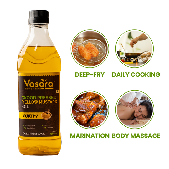 Wood Cold Pressed Kachi Ghani Yellow Mustard Oil 1 Litre