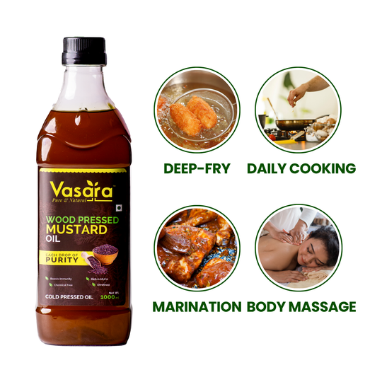 Wood Cold Pressed Kachi Ghani Mustard Oil 1 Litre