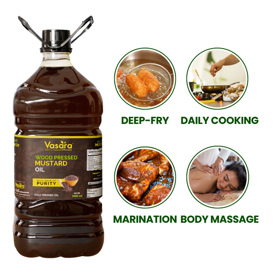 Wood Cold Pressed Kachi Ghani Mustard Oil 5 Litres