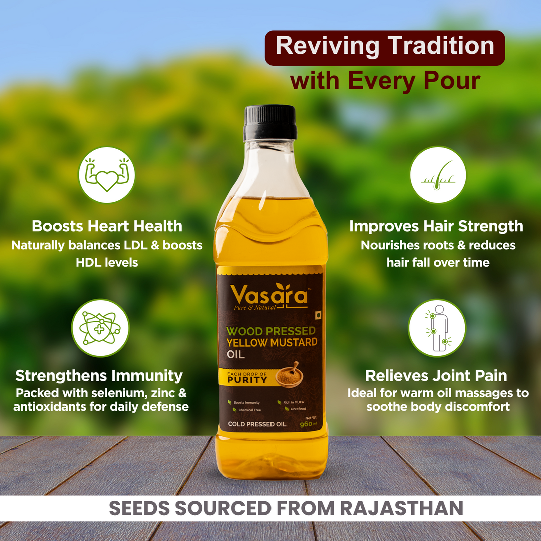 Wood Cold Pressed Kachi Ghani Yellow Mustard Oil 1 Litre