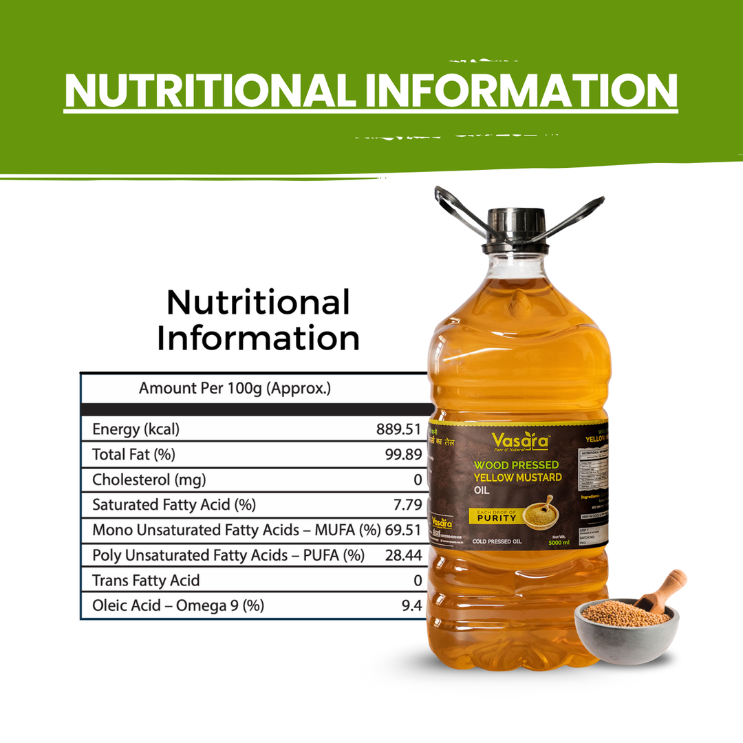 Wood Cold Pressed Kachi Ghani Yellow Mustard Oil 5 Litres