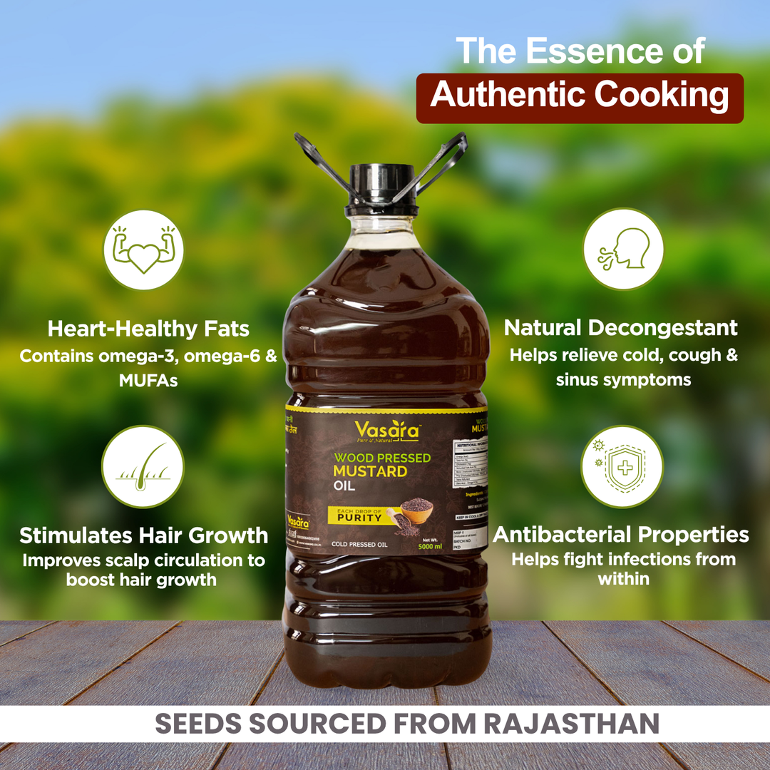 Wood Cold Pressed Kachi Ghani Mustard Oil 5 Litres