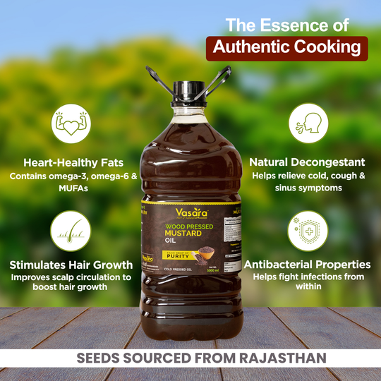 Wood Cold Pressed Kachi Ghani Mustard Oil 5 Litres