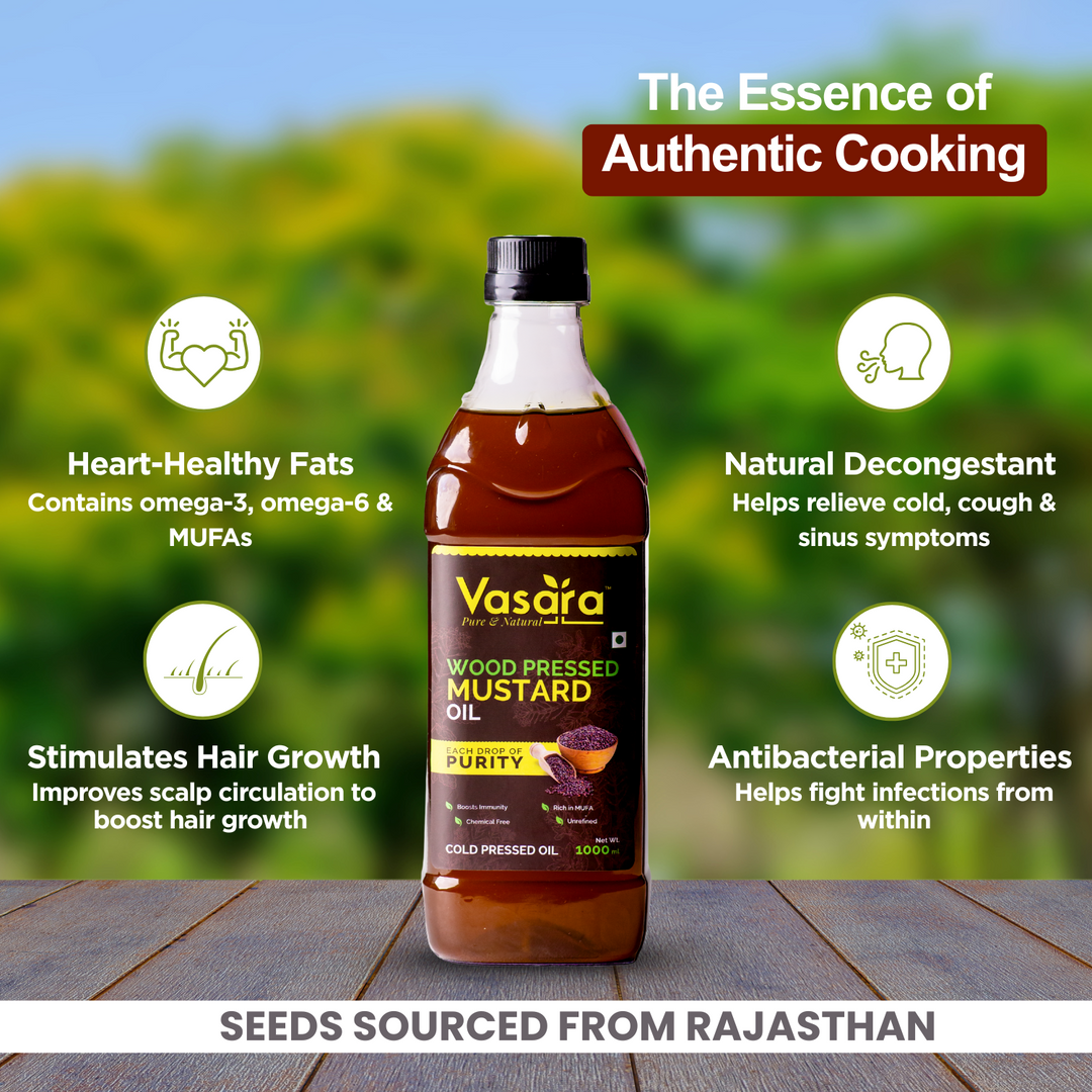 Wood Cold Pressed Kachi Ghani Mustard Oil 1 Litre