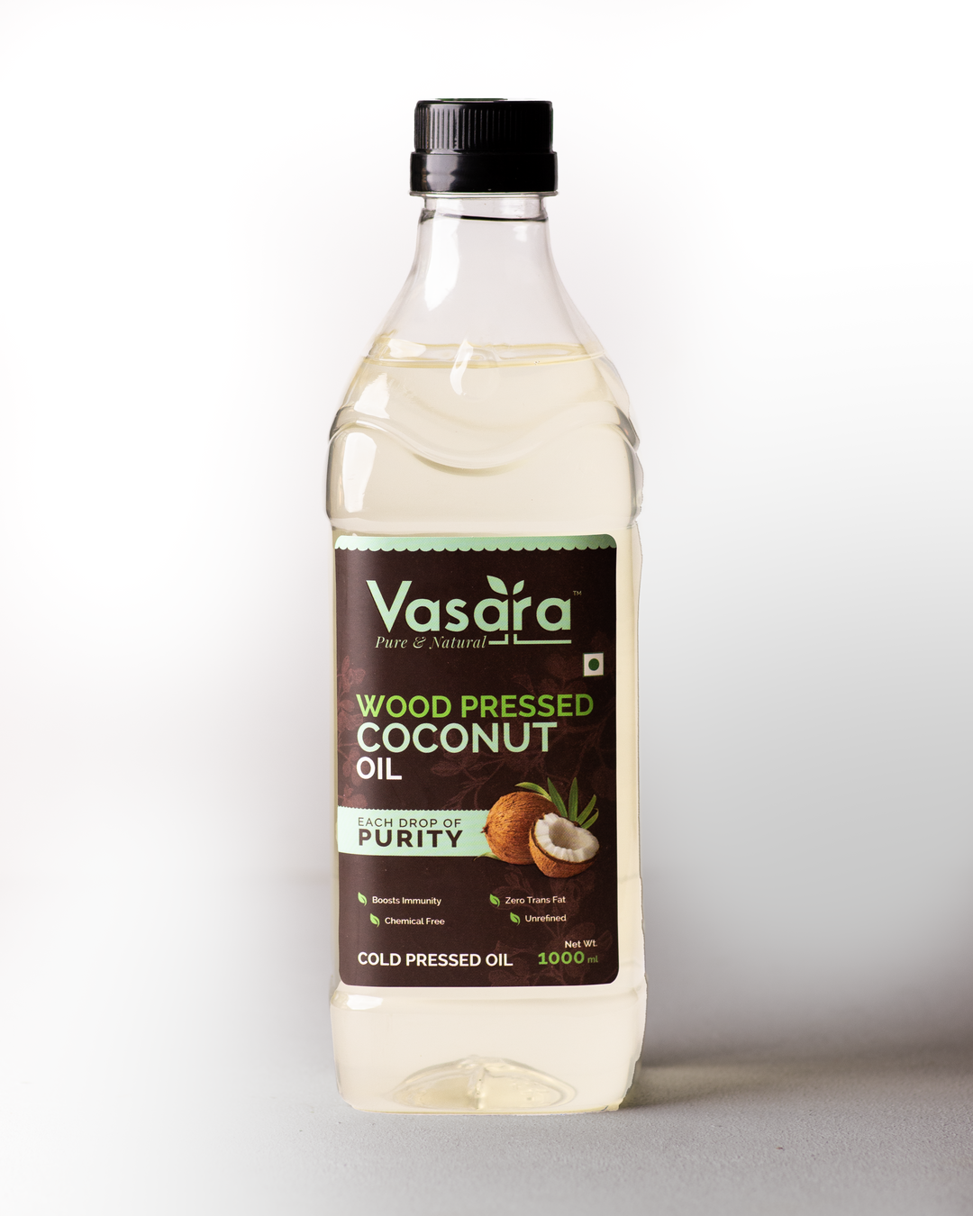 cold pressed coconut oil 1L, wood pressed coconut oil 1L, nariyal ka tel, kachi ghani nariyal tel