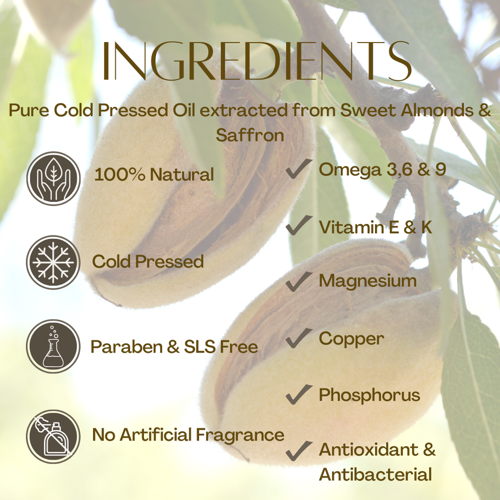 Cold Pressed Saffron Almond Oil 100ml