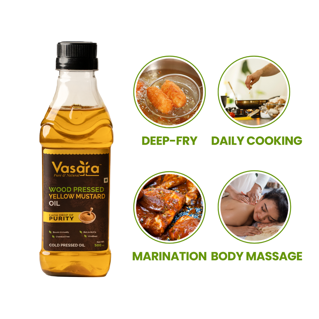 Wood Cold Pressed Kachi Ghani Yellow Mustard Oil 500ml