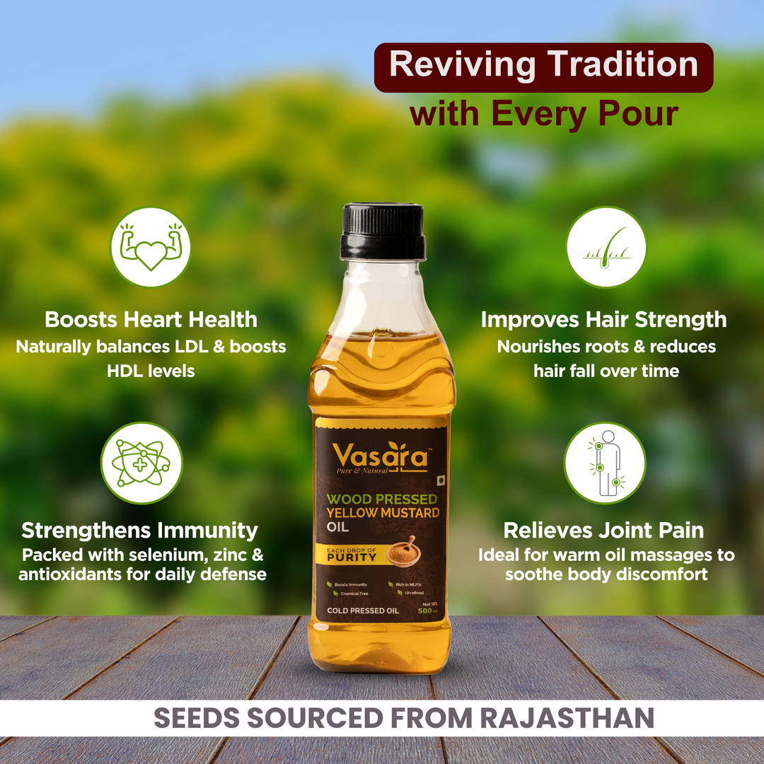 Wood Cold Pressed Kachi Ghani Yellow Mustard Oil 500ml