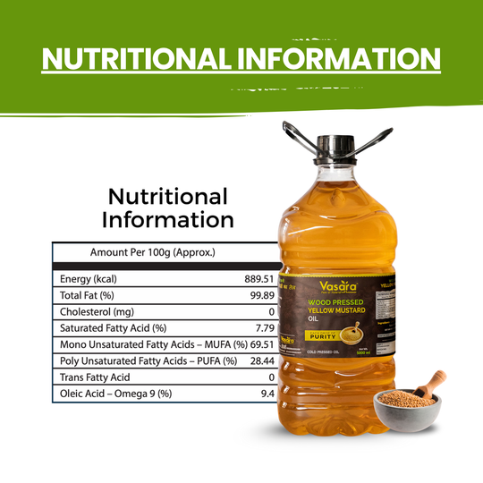 Wood Cold Pressed Kachi Ghani Yellow Mustard Oil 5 Litres