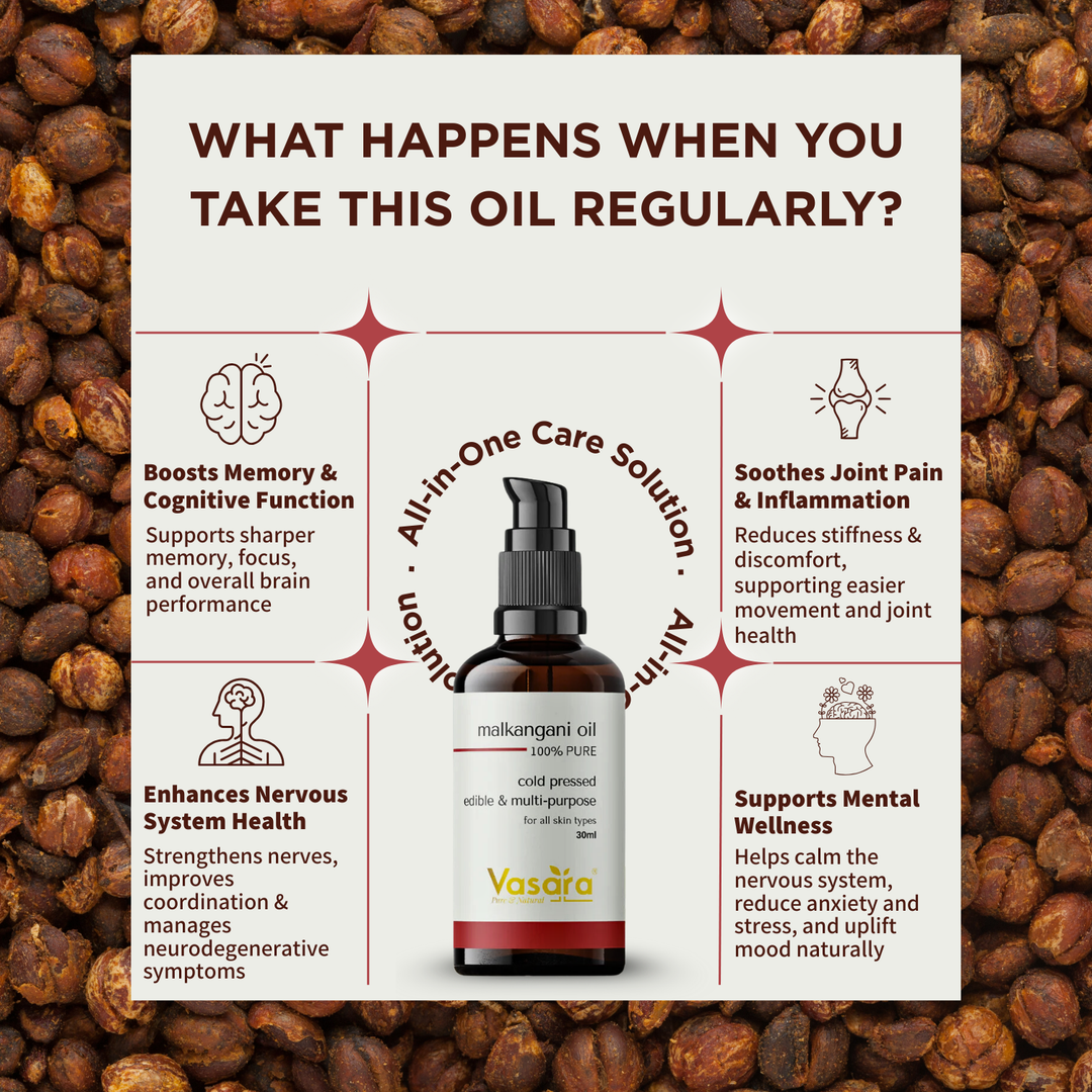 Jyotishmati oil benefits, malkangani oil benefits, brain tonic, joint pain relief