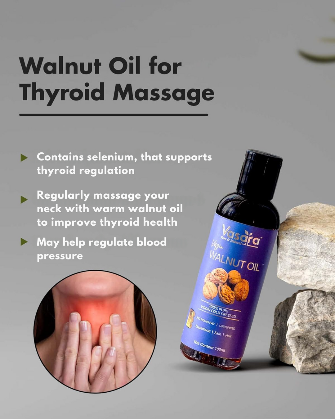 cold pressed walnut oil for thyroid, wood pressed walnut oil for thyroid, vasara walnut oil, walnut oil, walnut oil for thyroid