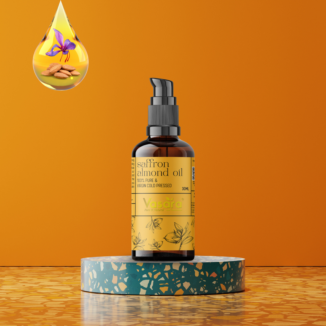 saffron almond oil, cold pressed almond oil